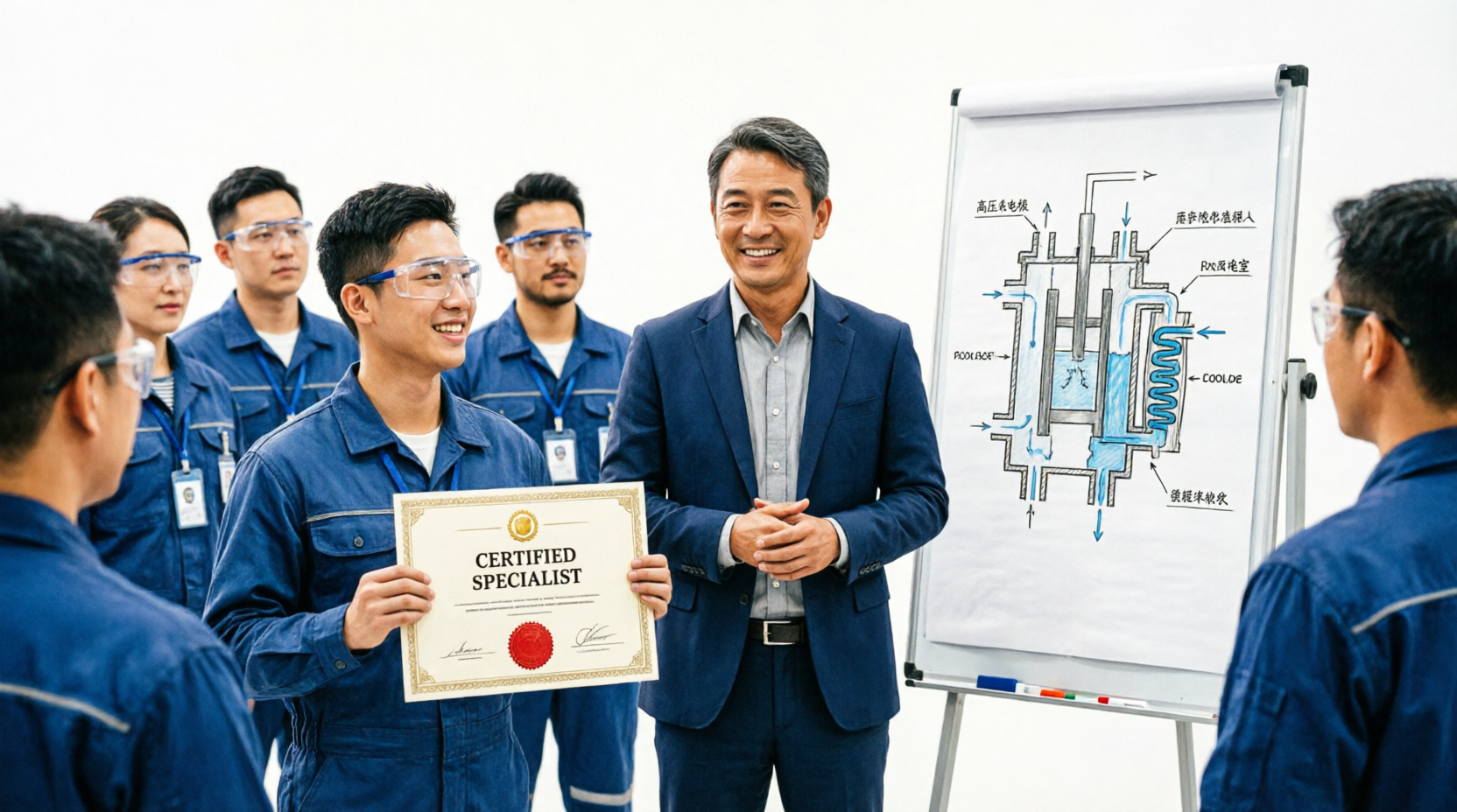 Сертифицированные специалисты получают дипломы после курса обучения работе с промышленными озонаторами ИжОзон, лекции и практика внедрения